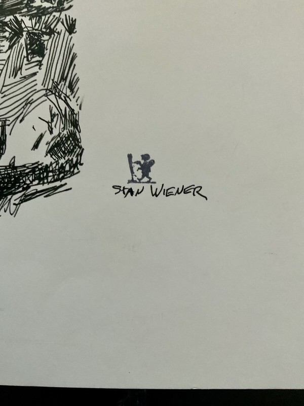 Original Ink On Paper Drawing Cowboys, rare and unusual shape gallery