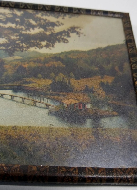 4x5 Framed Prints vintage 50s metal frame MOUNTAIN LAKE RURAL SCENCE 2 MCM READ gallery