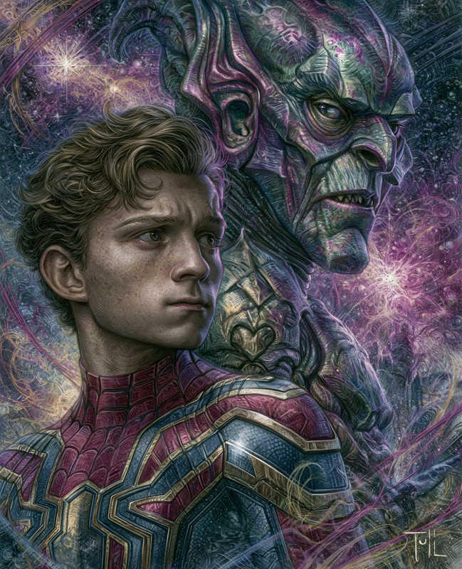 8×10 Young Cosmic Hero With Alien Faces Art Print – 117845487
