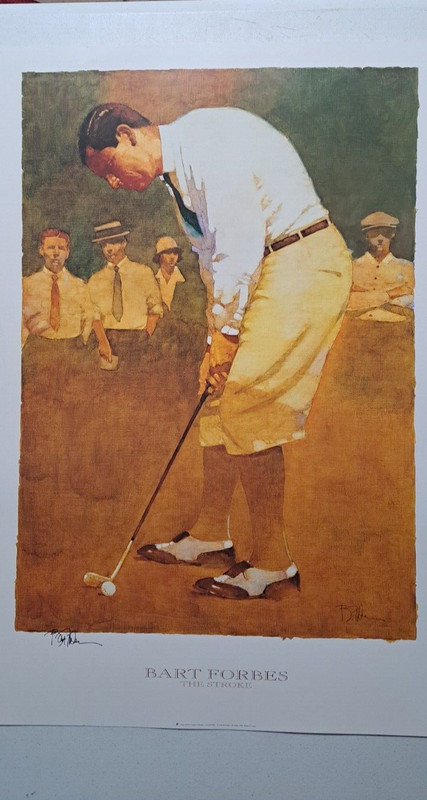 ARTIST SIGNED Bart Forbes poster print » The Stroke » Golf art vintage