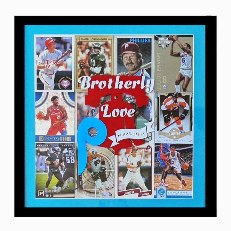 Custom Philadelphia Sports Vintage Trading Card 12×12 Framed & Matted Wall Decor