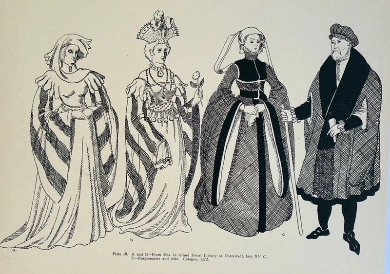 Antique Print Renaissance Burgomaster Dress and Costuem Outfits Period Art