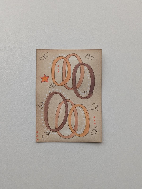 ACEO ATC Original Acrylic Abstract Ink By PM Series «Bond» Alt Art Graphic 6/8