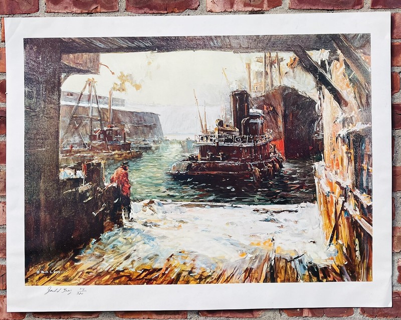 Jack Lorimer Gray Signed Lithograph. New York Harbor Collection. 34/380 L/E.