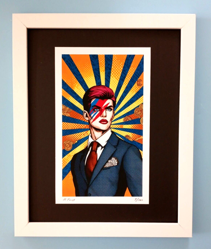 AIDAN FLUX | Hand Signed Original Print Framed | Ltd. Ed. of 100 COA David Bowie
