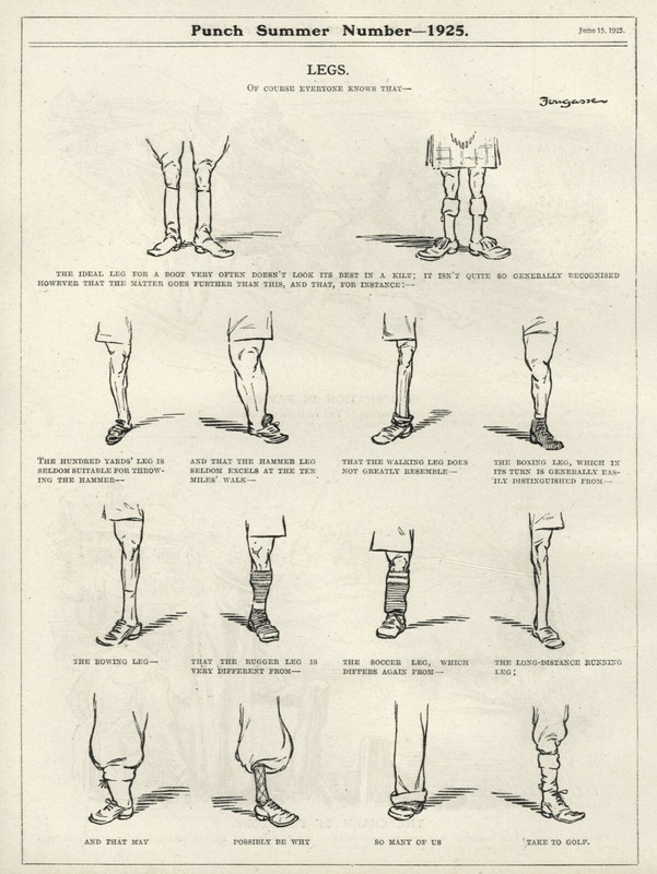 VINTAGE 1925 BRITISH CARTOON – LEGS, JUST LEGS HUMOR