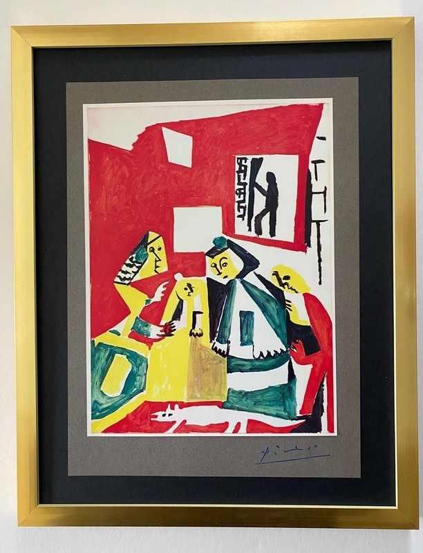 PABLO PICASSO+ ORIGINAL 1969 + SIGNED + HAND TIPPED COLOR PLATE + FRAMED
