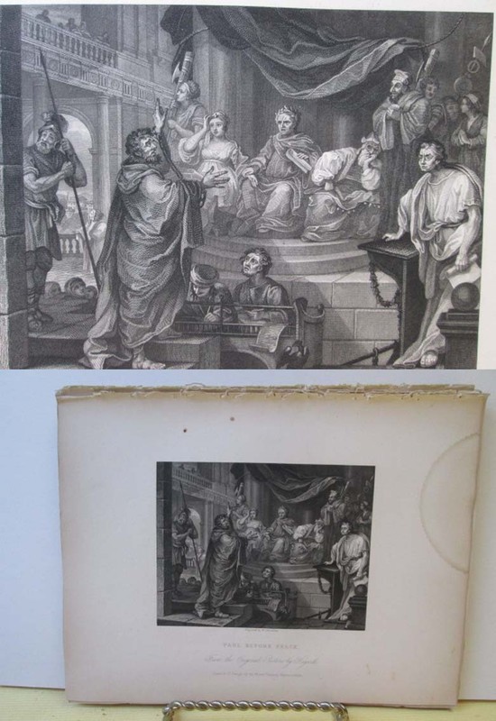Vintage Print,PAUL BEFORE FELIX,Hogarth,c1840