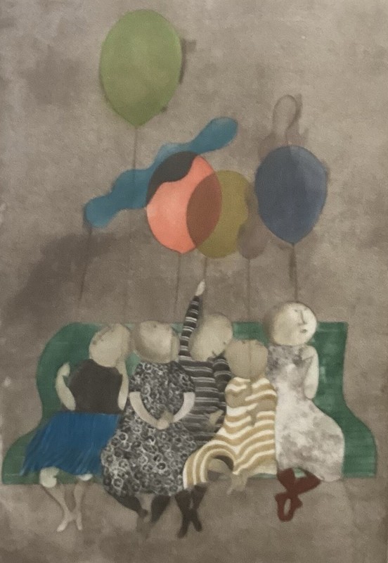 Ltd Edition 132/150 Litho., G. Boulanger, Children Sitting W. Balloons, Signed gallery