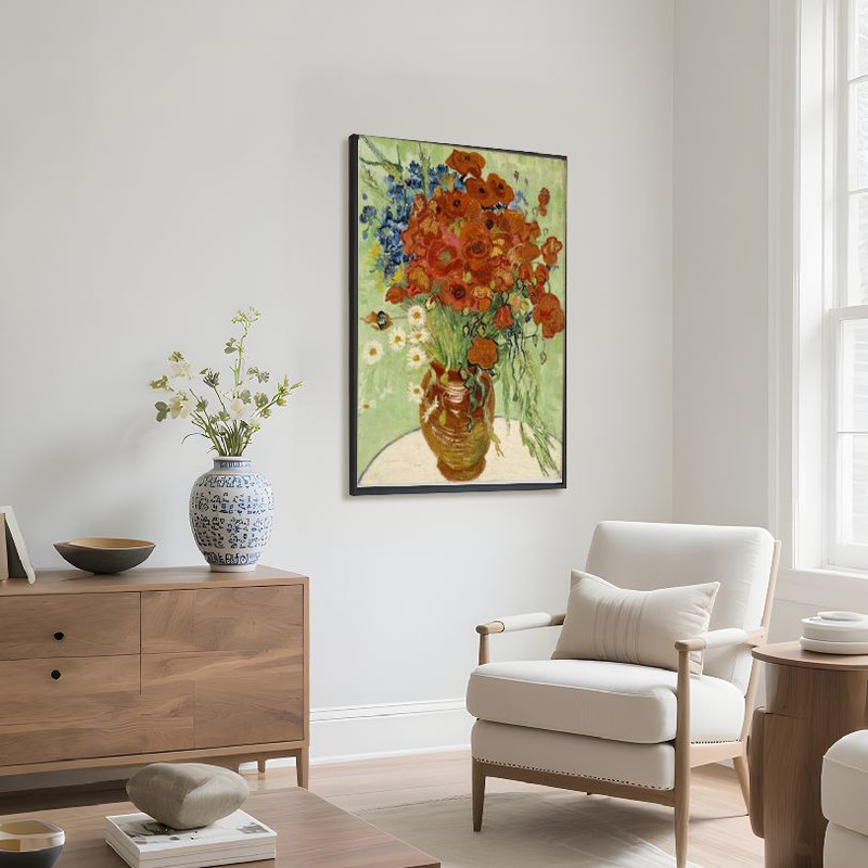 Vibrant Floral Still Life Framed Artwork Rustic Vase Pop Art Home Decor gallery