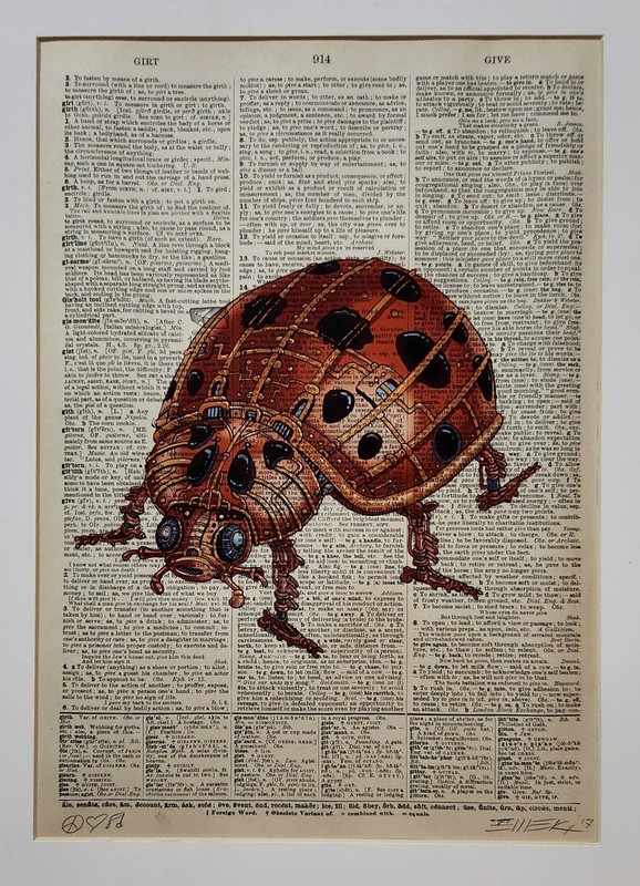 EMEK Lady Bug 2017 Dictionary Page Art Print First Known Print One of A Kind 1/1 gallery