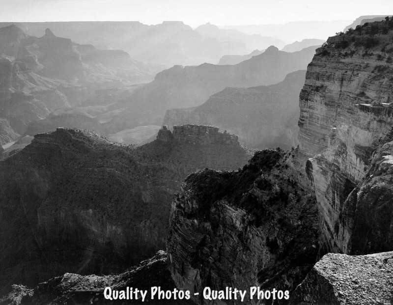 Looking Down The Grand Canyon National Park 8.5×11″ Photo Print Ansel Adams B&W