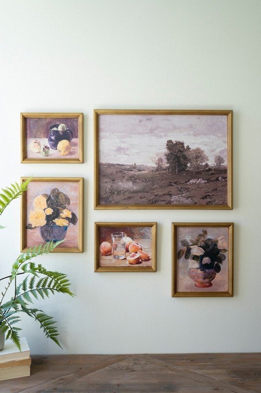 Set Of 5 Framed Vintage Gallery Wall Prints Creates Natural Elegance Home Decor