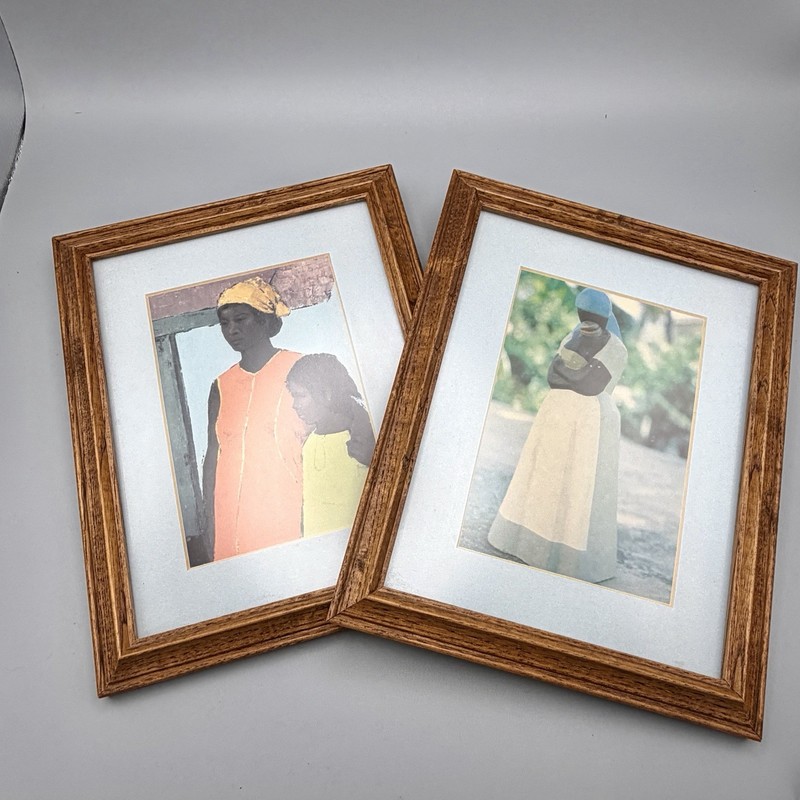 Vintage «Mother and Child» Framed Art Print – African American Figures St Martin