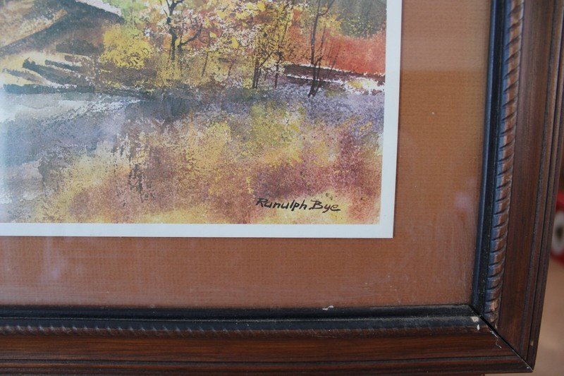 Ranulph Bye Watercolor Country Manor Hand Lithograph's Print Framed Under Glass gallery