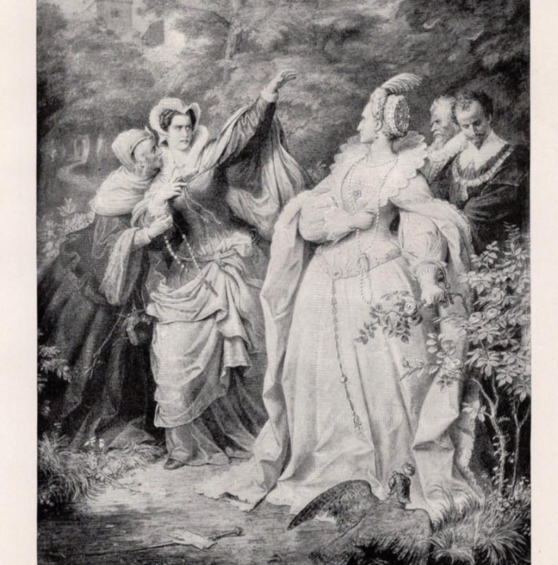Elizabeth I and Mary Queen Of Scots Dramatic Royal Women 1892 Antique Print