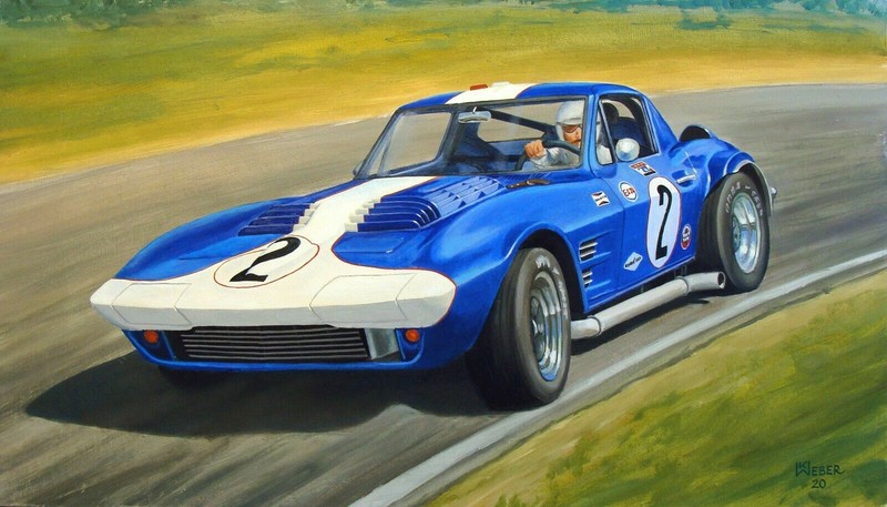1964 Chevy Corvette Grand Sport race car Foyt/Cannon Sebring print canvas 11x21" gallery