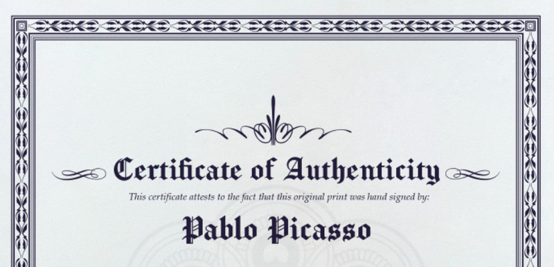 Pablo Picasso Original signed Print, COA and appraisal for $3,500 USD.- gallery