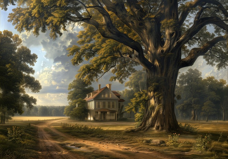 8x10 Art Print Field Large Tree - 31396796