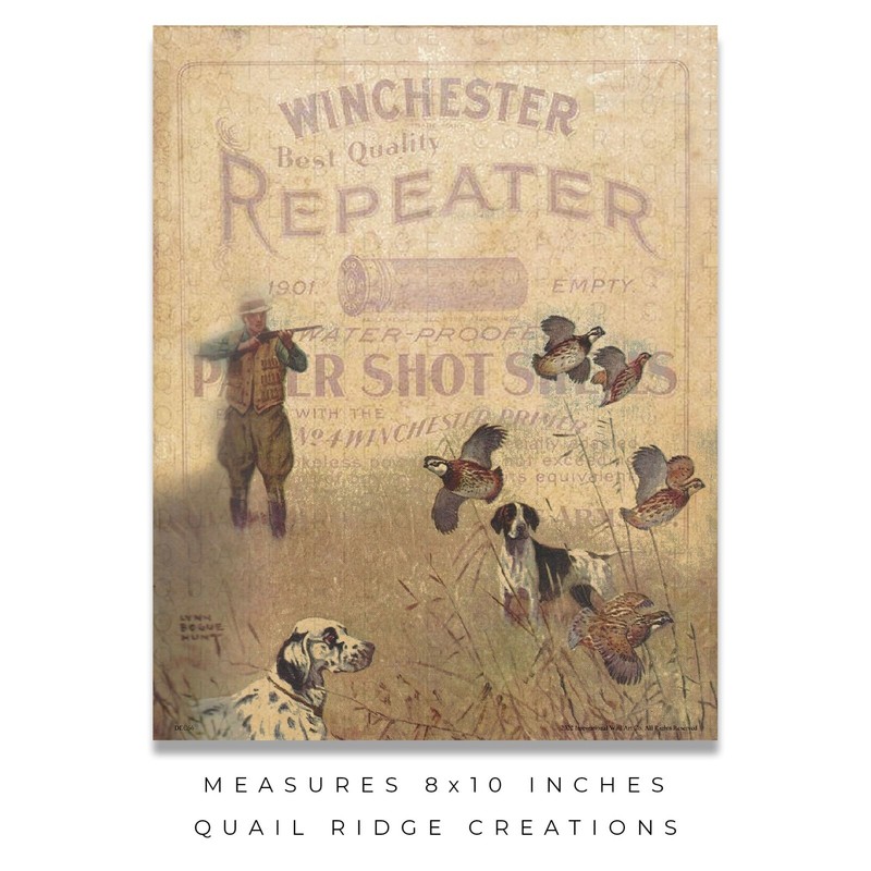 Vintage Winchester Shotgun Shell Box Art Print 8X10 Quail Hunting Cabin Decor gallery