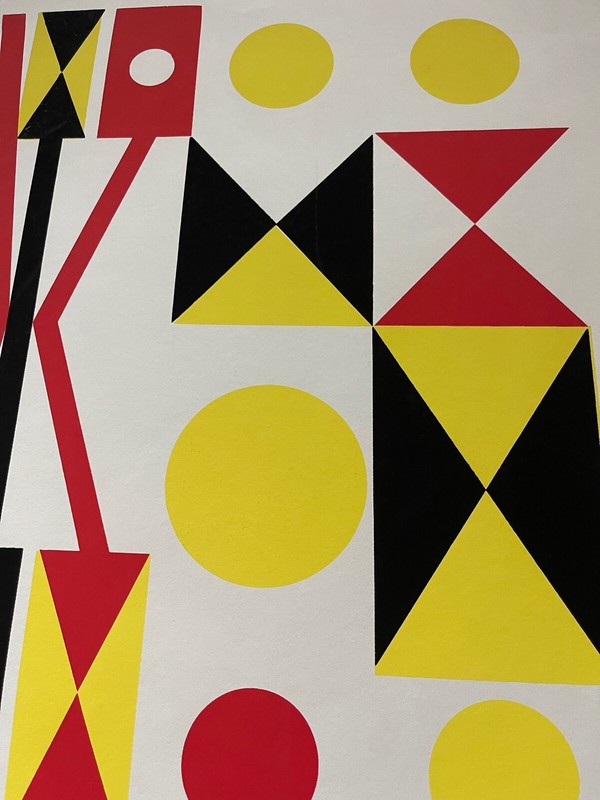 Cool Vintage Geometric Shapes Screen Print Modern Art Wall Hanging Signed Soto gallery
