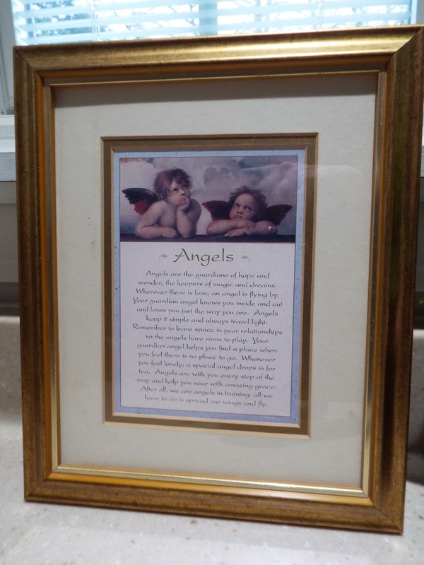 Y2K VNT Framed Raphael’s Celestial Angels Poem Whimsey Goth Art Gold Framed 10 x