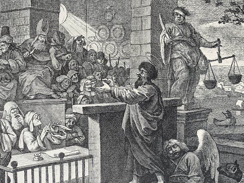 William Hogarth - Paul Before Felix - Burlesqued - Satire - Parody - Religion gallery