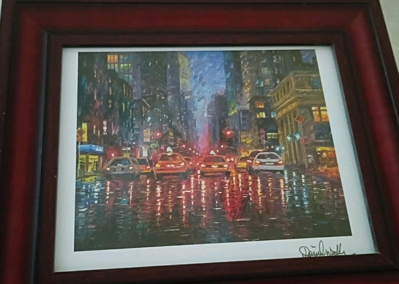 Daniel Wall «Rainy Manhattan Night» 2024 Lithograph Park West Gallery, Framed