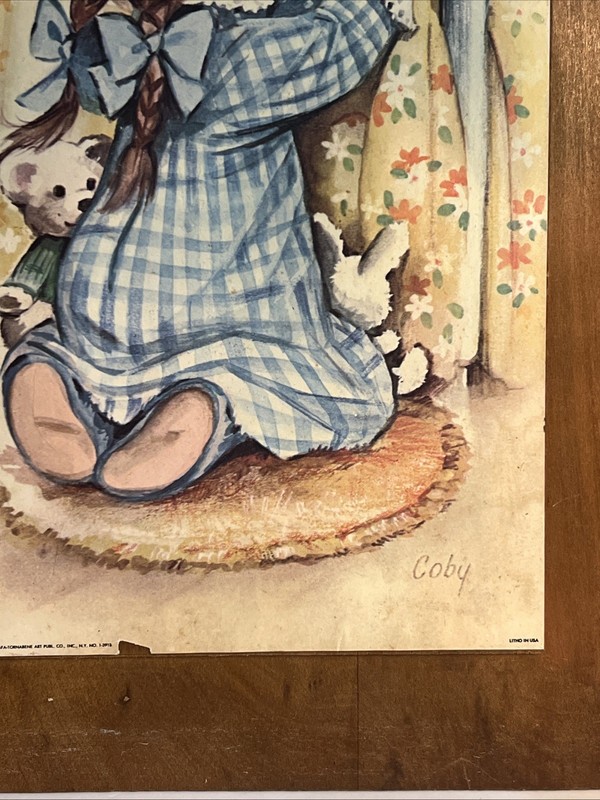 Vintage Prints 1979 Lithograph Pair Wood Girl Boy Praying Bedtime Coby Pictures gallery