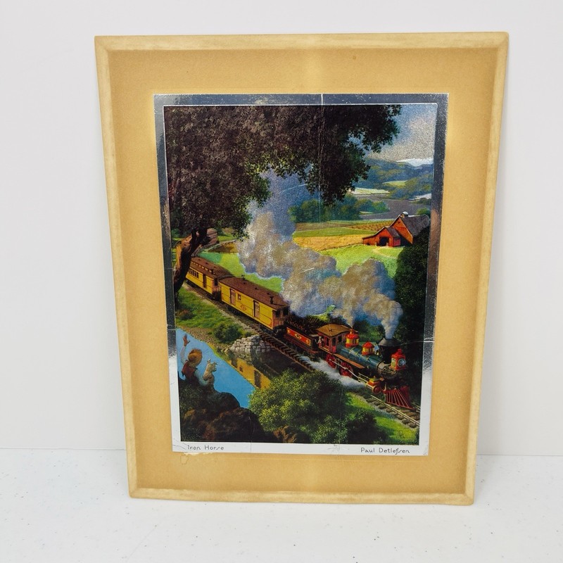 Paul Detlefsen Iron Horse Steam Locomotive Railroad Train Bright Colors Foil
