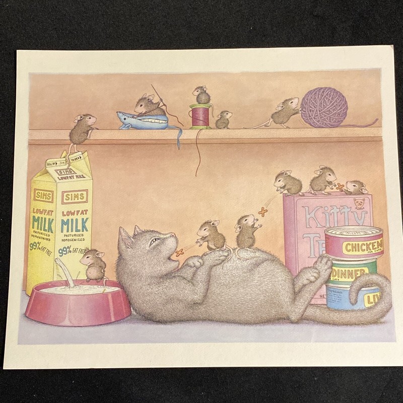 House Mouse Cat Pantry Kitchen Ready to Frame 9.5” by 11.5”