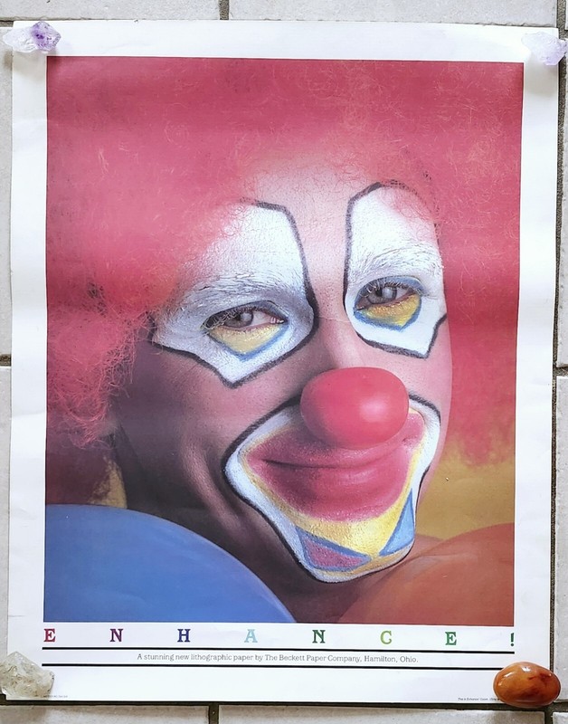 Vintage Clown Poster Enhance Lithograph Paper Company Advertising 20×24″