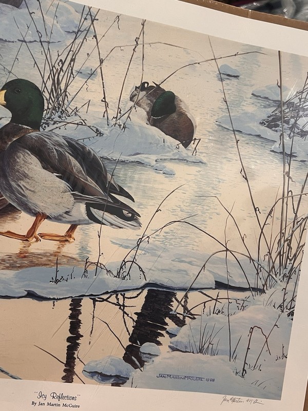 Jan Martin McGuire Mallard Duck Print Signed Numbered “Icy Reflections” 1988 gallery