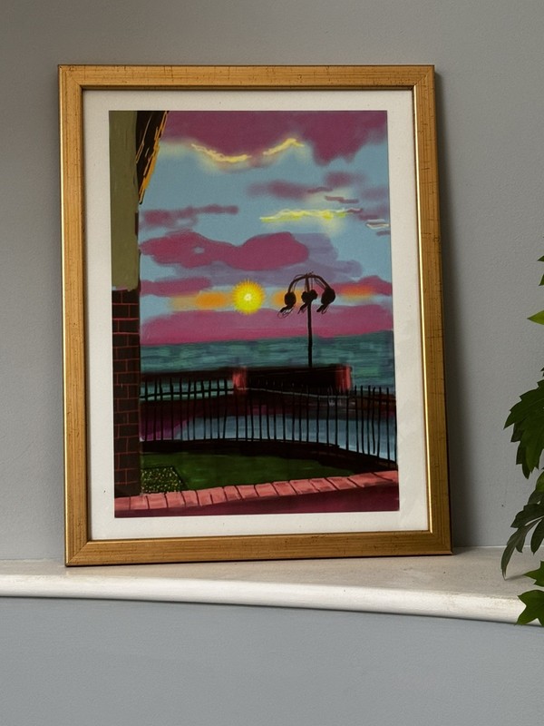 David Hockney No 1072 Untitled Small Print Framed Gold gallery