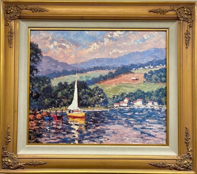 Bill Schmidt «Sunset Sail» Hand Signed Lake Seascape Impressionist Art New!