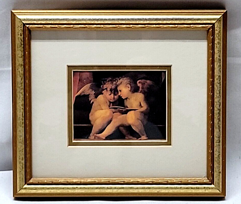 (2) Framed Cherub Angel Baby Art Prints 8X7 Rosso Fiorentino gallery