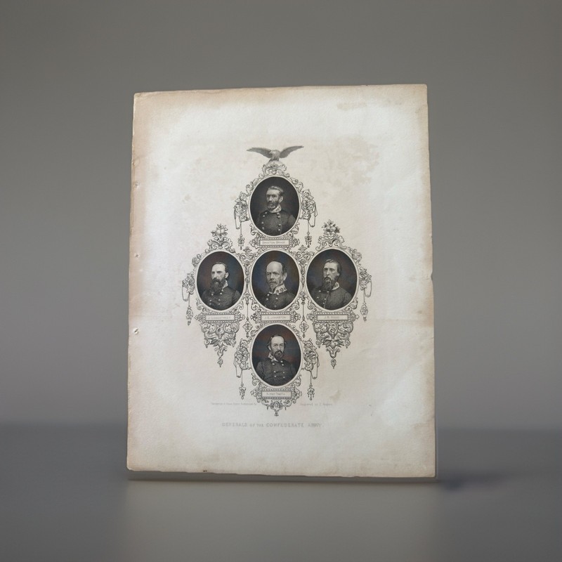 Antique Unframed Engraving, Generals of the Confederate Army, Am Civ War C1866