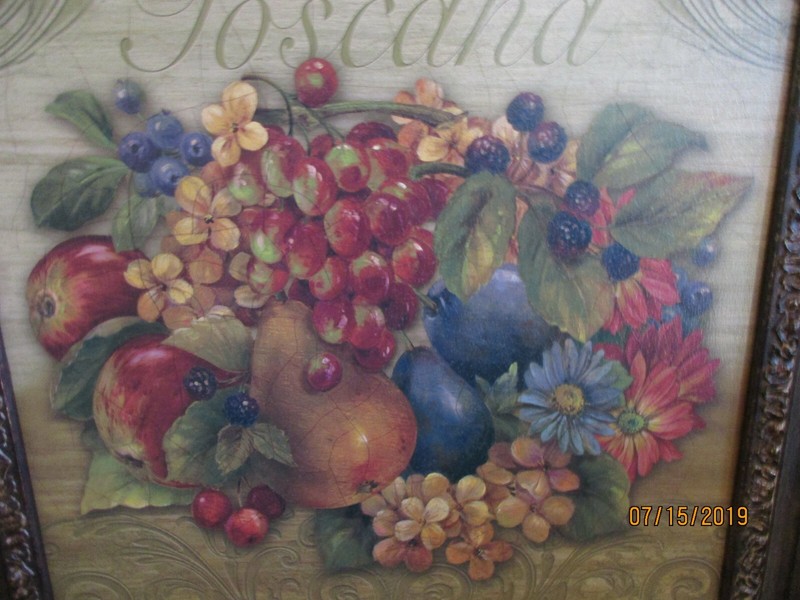 Decorative Art Framed Wall Picture 25" By 21" Toscana Fruit Theme P. Gladding gallery
