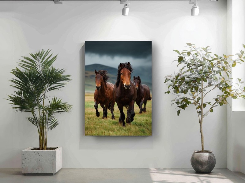 Running Horses Canvas Print Wild Brown Stallions Rustic Farmhouse Wall Art gallery