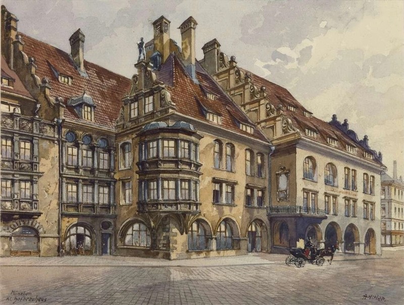 Adolf Hitler - Munich Royal Hofbräuhaus vintage art print antique painting gallery