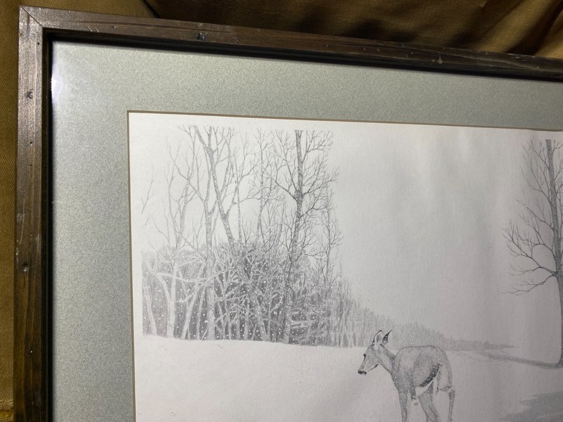 Ken Schuler "Deer In Winter Landscape Scene'" LE Print 131/200 - Signed/Framed gallery