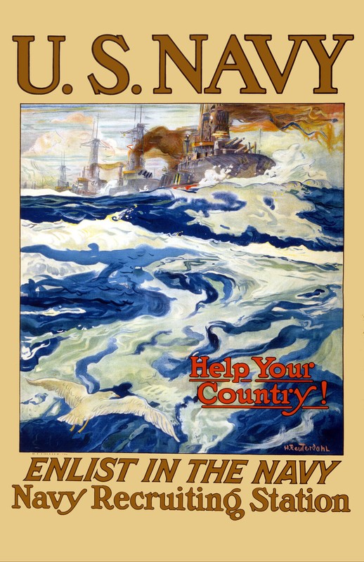 1917 United States Navy Recruiting Poster Art Print 11″ x 17″ Reprint
