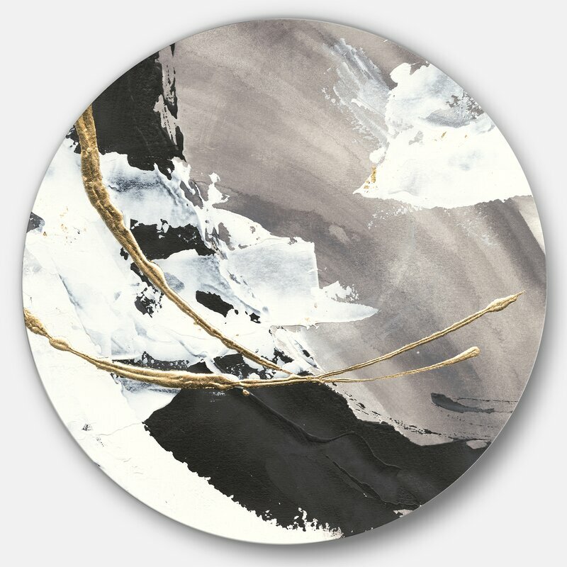 NiB Glam Painted Arcs II – Painting on Round Metal Wall Art 11″ x 11″ O64
