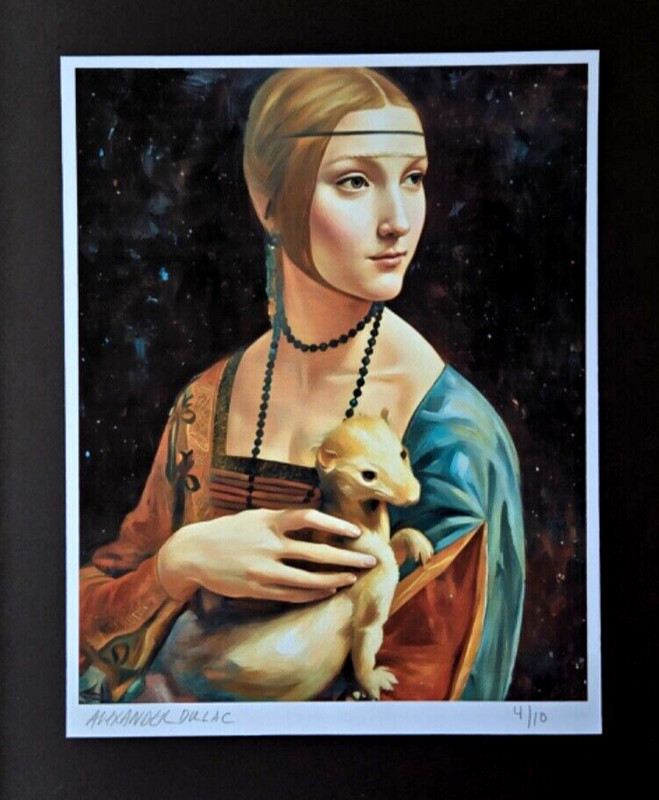 Hand-Signed LtdEd of 10 Giclée Lady with an Ermine Reimagined by Alexander Dulac gallery