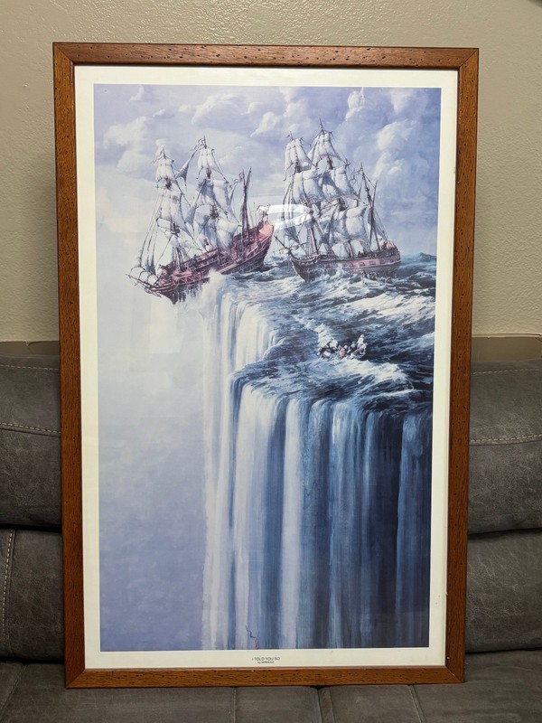"I TOLD YOU SO" WATERCOLOR PRINT BY ED MIRACLE FRAMED 36" X 23"