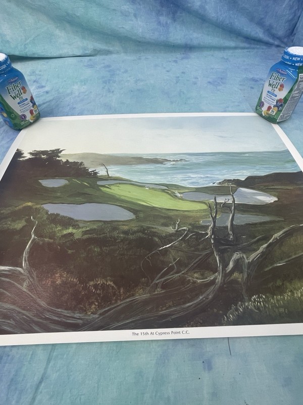 JAMES JIM RYON (1935-2016) Signed 19X24 THE 15th AT CYPRESS POINT COUNTRY CLUB