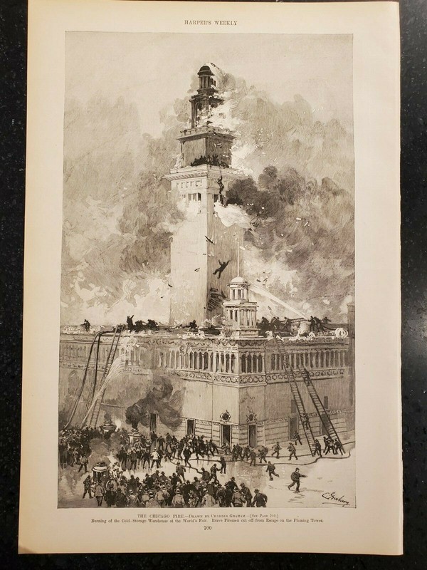 Tragedy Fire Worlds Fair Chicago Firemen Trapped Harper's Weekly 1893 gallery