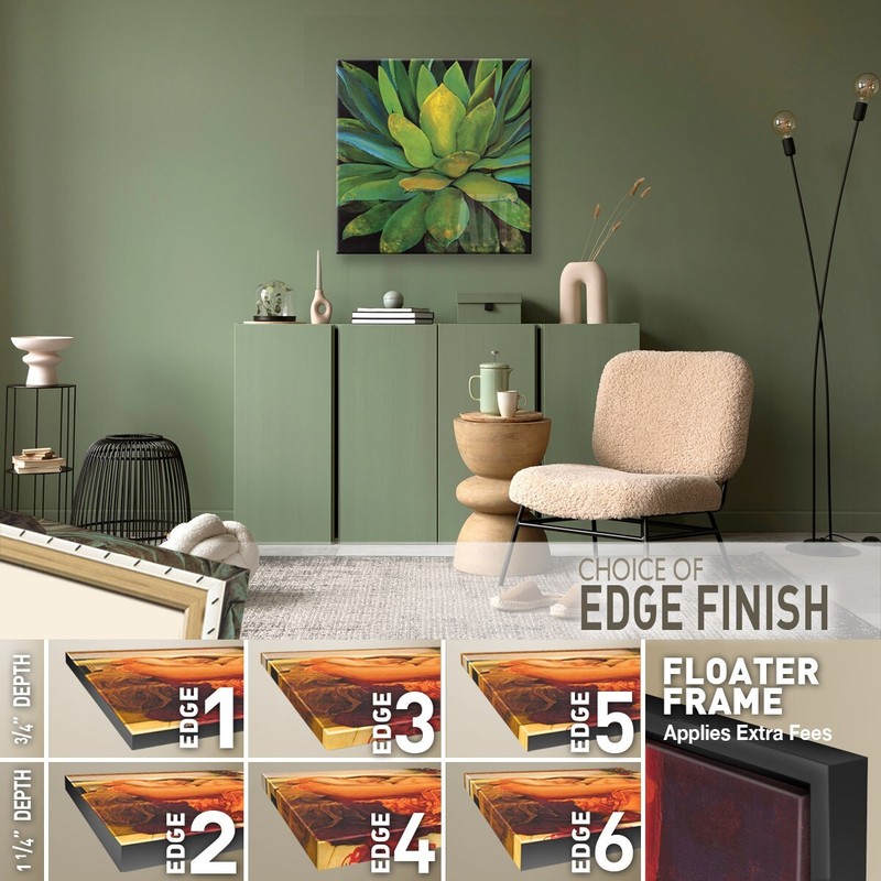 30W"x30H" AGAVE by JILLIAN DAVID DESIGN - TROPICAL GREEN OLIVE LEAVES ART CANVAS gallery