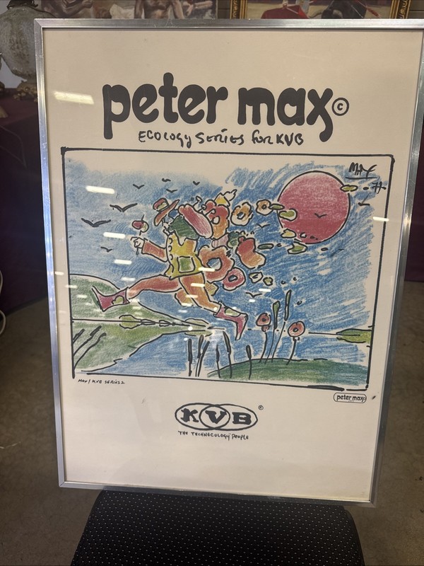 🔥 RARE Vintage Old Modern Pop Art Exhibition Poster, Peter MAX - SIGNED, 1977