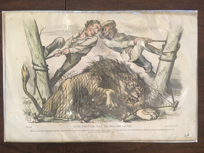 16.5" x 11" Print 1878 British English Political Cartoon Antique Tenniel RARE